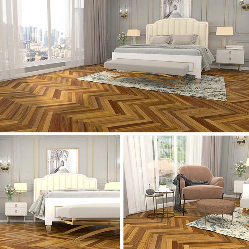 Tablones de pared de madera tradicionales que flotan sobre pisos de madera dura desgastados Clearhalo