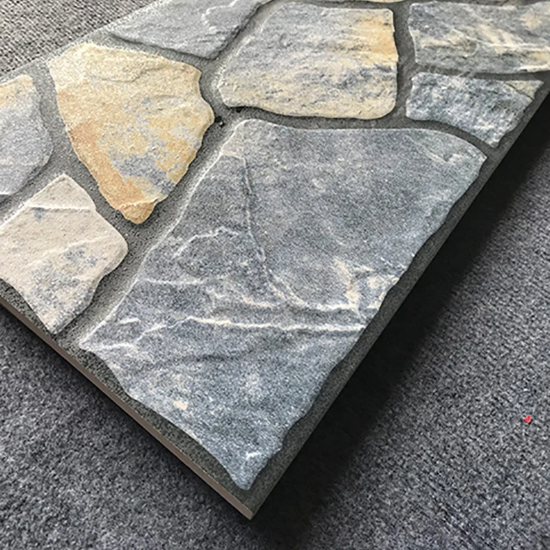 Teja de pared impermeable de estilo moderno, teja de pared de borde recto con textura de piedra apilada Azul Clearhalo