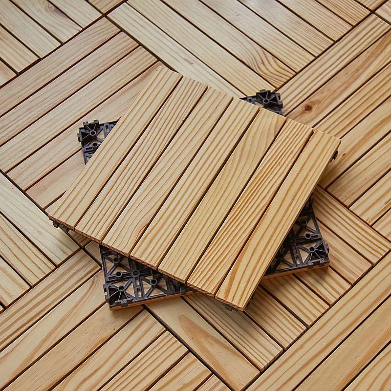 Tejas de madera cuadradas para patio de 7 listones, instalación entrelazada, tejas para patio al aire libre Clearhalo