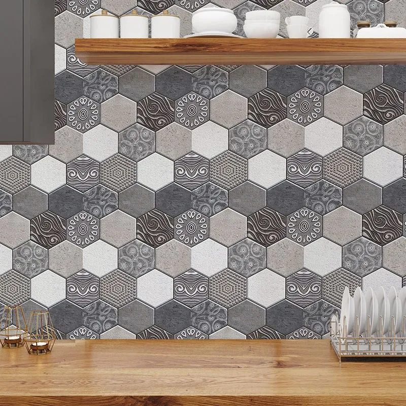 Tile-Peel & Stick Hexagonal Plástico Impermeable Tile-Peel & Stick para Ducha Paquete de 2 Clearhalo
