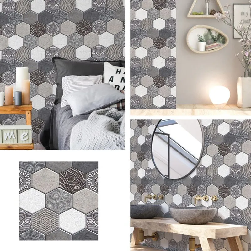 Tile-Peel & Stick Hexagonal Plástico Impermeable Tile-Peel & Stick para Ducha Paquete de 2 Clearhalo