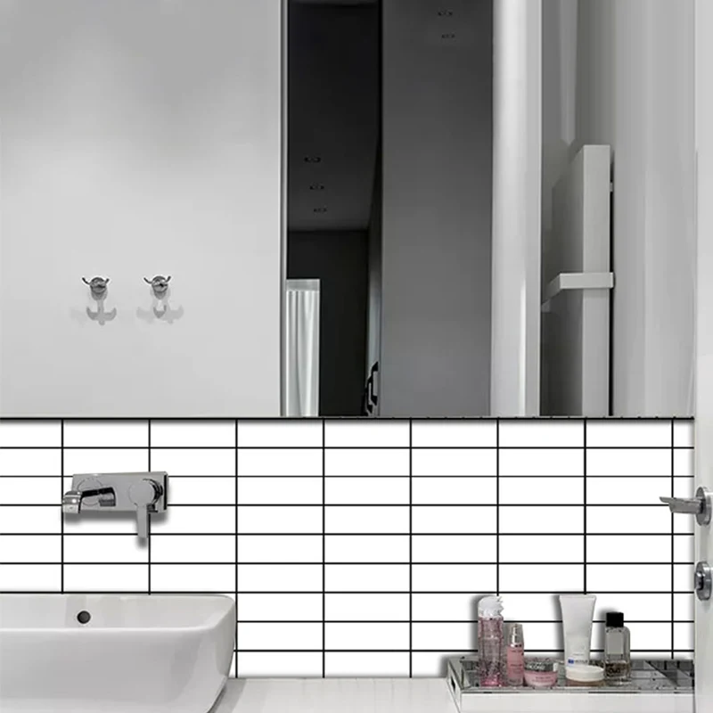 Tile-Peel & Stick Rectángulo Blanco Plástico Impermeable Tile-Peel & Stick para Ducha Paquete de 10 Clearhalo