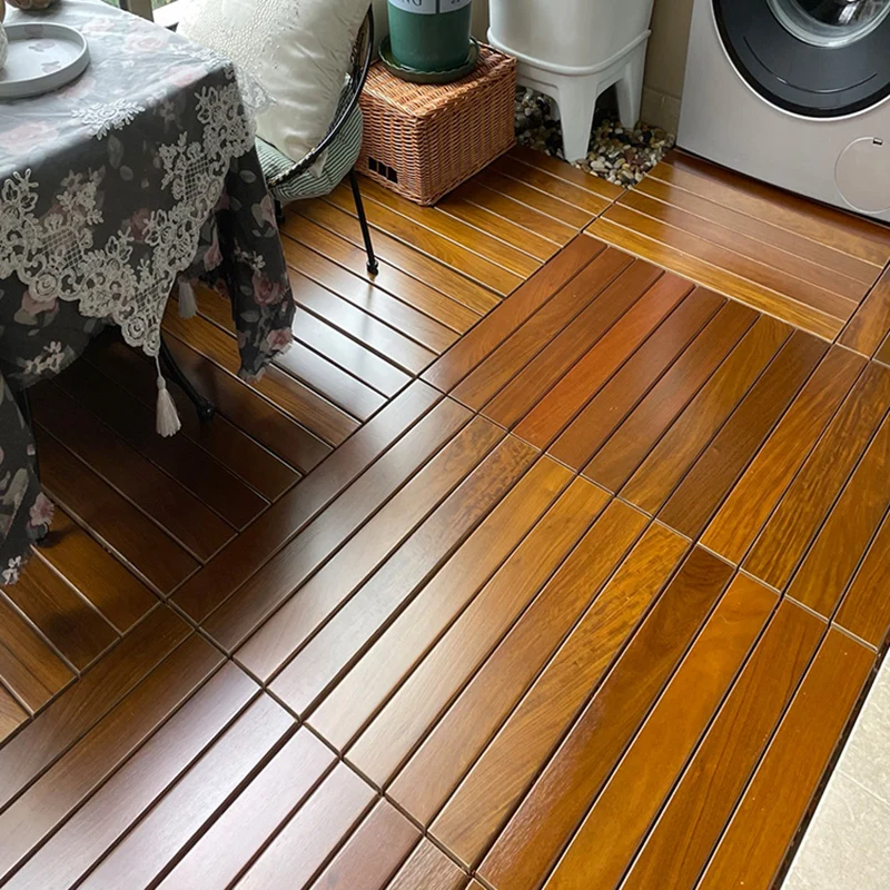 La tradición Baldosa de teca resistente al agua haga clic en el piso de madera con bloqueo para balcón Rojo Clearhalo