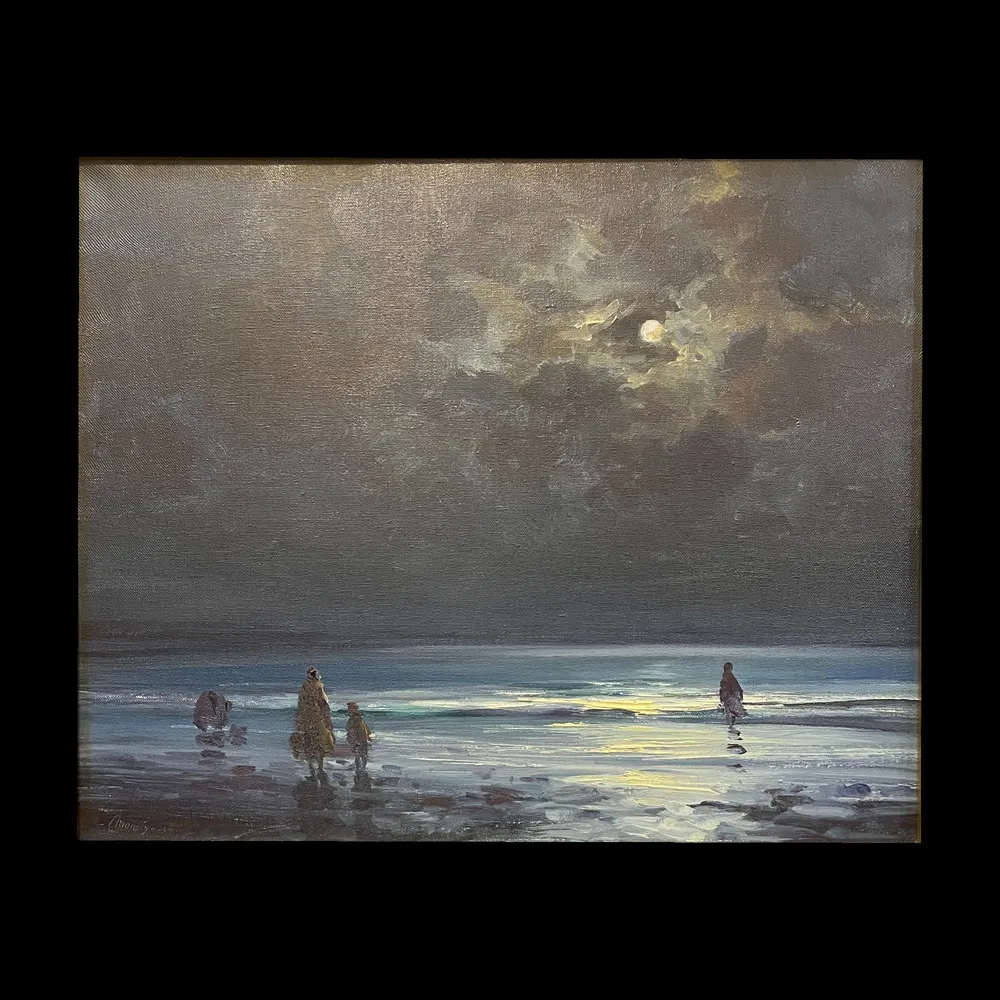 Manuel Maldonado 'Manoly' - Óleo sobre tela 'Mujeres, la Luna y el mar' Colección Exclusiva