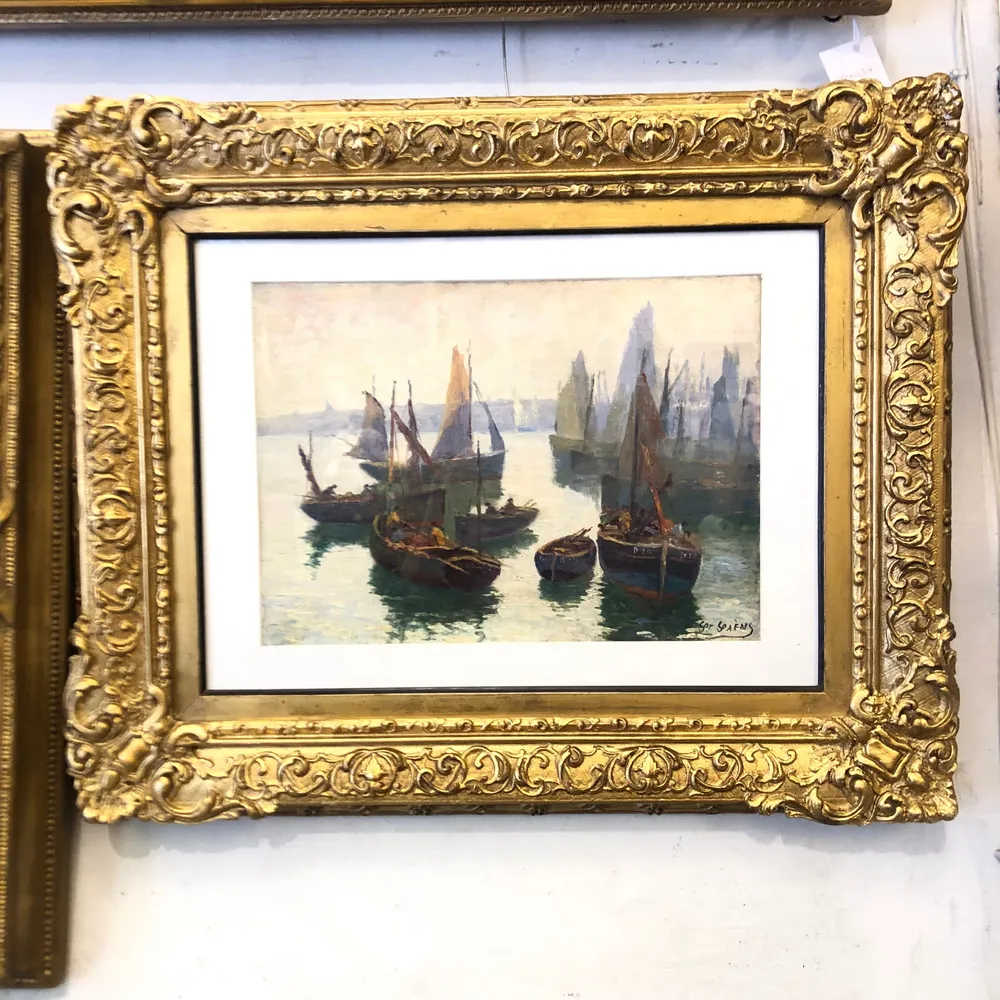 Marc Saint-Saens - Óleo “Barcos vela” Colección Exclusiva