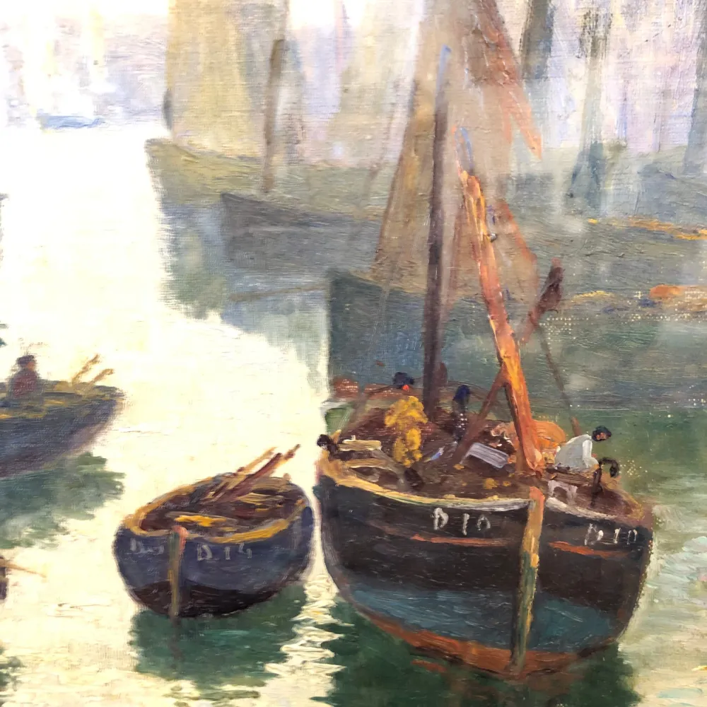 Marc Saint-Saens - Óleo “Barcos vela” Colección Exclusiva