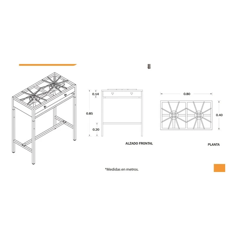 Parrilla 2 Quemadores Estructural Para Negocio 80 Cm Electrodomesticos Olvera