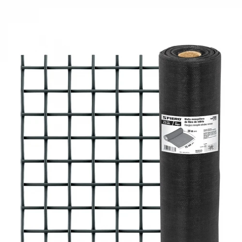 Rollo de 30 m x 0.75m malla mosquitera fibra de vidrio negra 44993 TEMO-07FN Fiero
