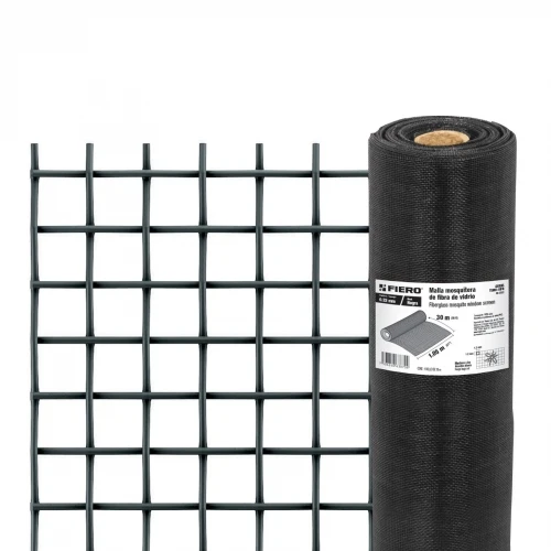 Rollo de 30 m x 1.05m malla mosquitera fibra de vidrio negra 44995 TEMO-10FN Fiero