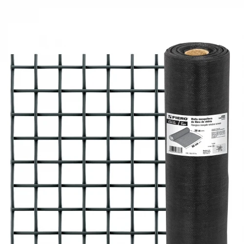 Rollo de 30 m x 0.6 m malla mosquitera fibra de vidrio negra 44984 TEMO-06FN Fiero