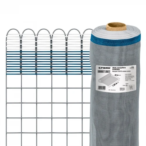 Rollo de 30 m x 1.5 m de malla mosquitera plástica gris 44962 TEMO-15PG Fiero