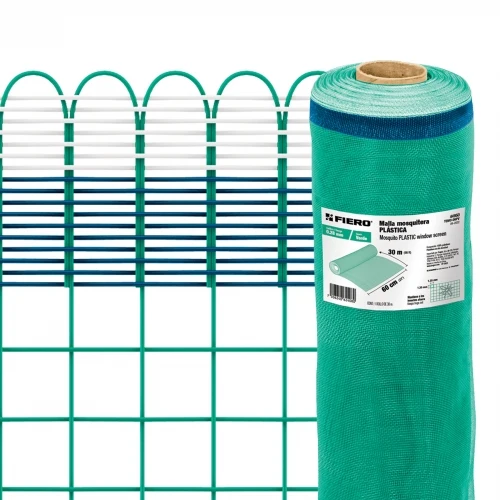 Rollo de 30 m x 0.6 m de malla mosquitera plástica verde 44950 TEMO-06PV Fiero