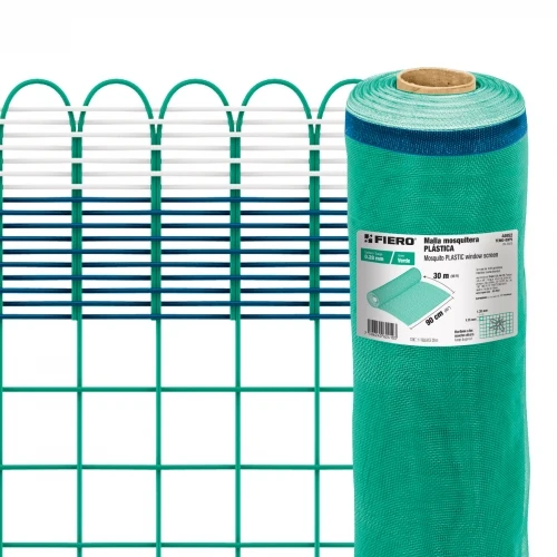 Rollo de 30 m x 0.9 m de malla mosquitera plástica verde 44952 TEMO-09PV Fiero