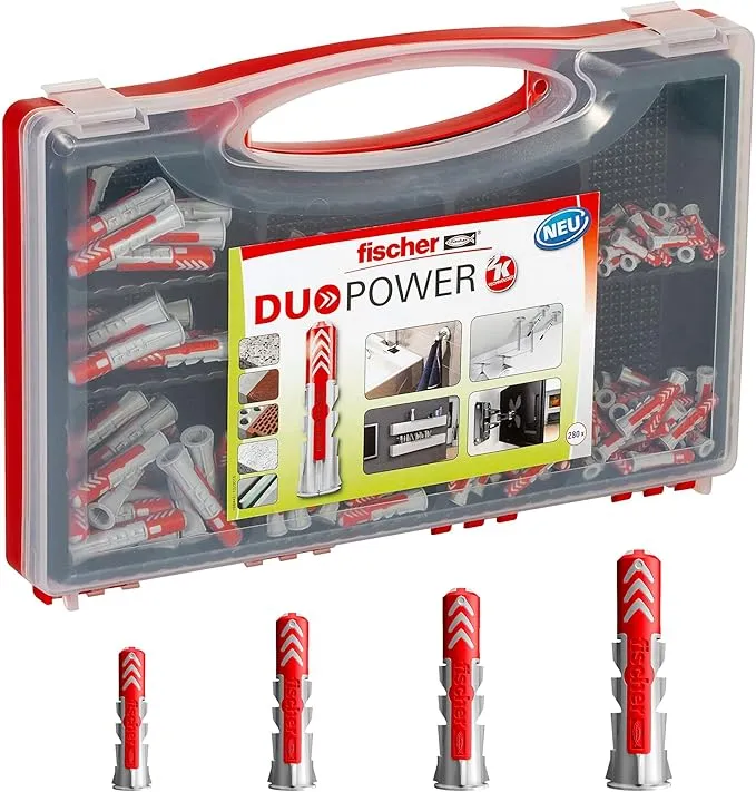 DuoPower Redbox – Surtido Universal de Tacos (280 uds) en Estuche Reutilizable fischer