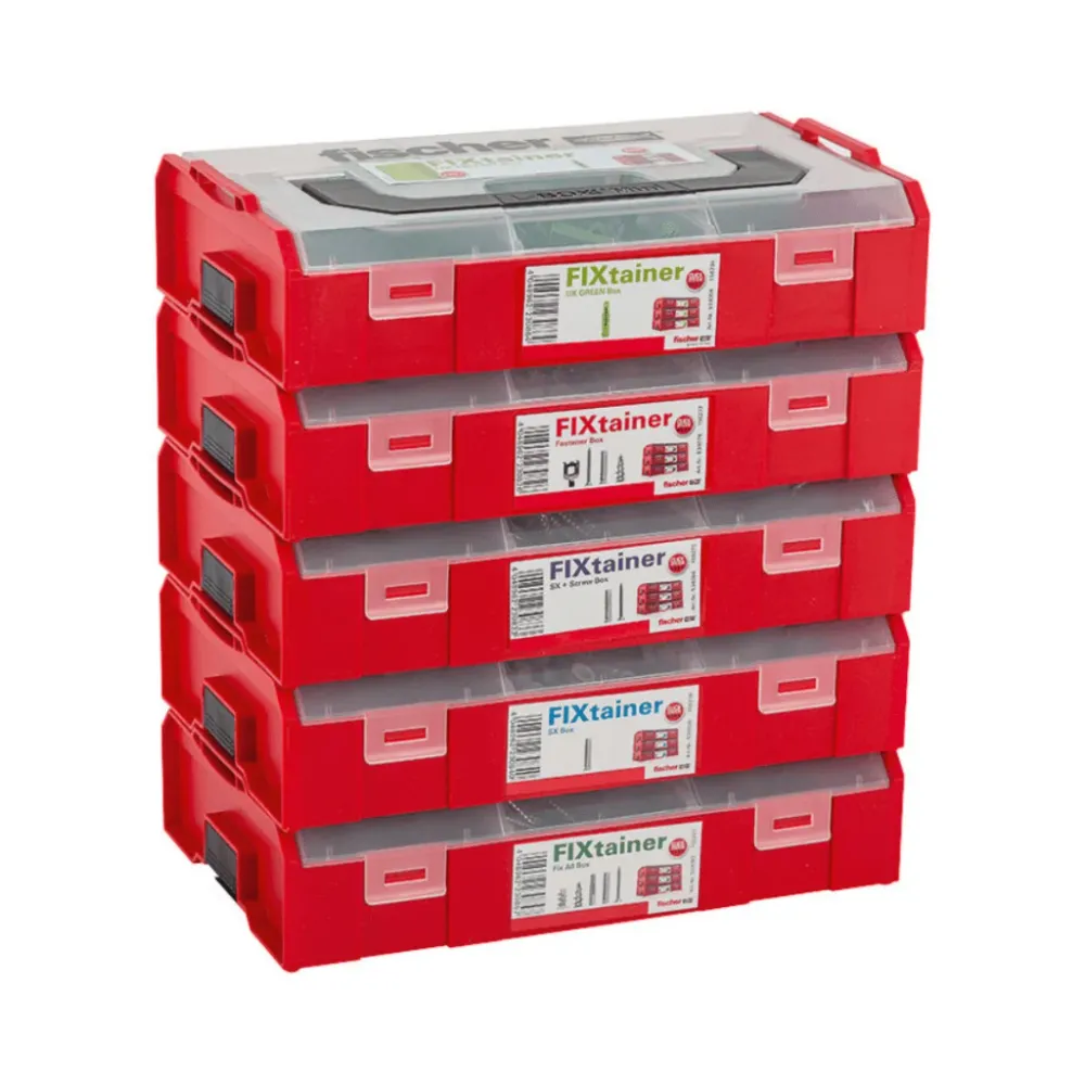 FixTainer – Caja práctica con tacos y tornillos para aplicaciones comunes fischer