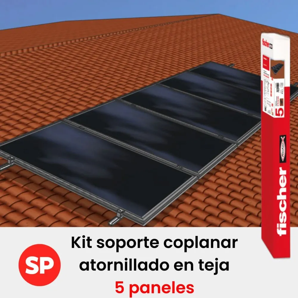 Kit soportación fischer 5 paneles en coplanar atornillado para cubierta de teja