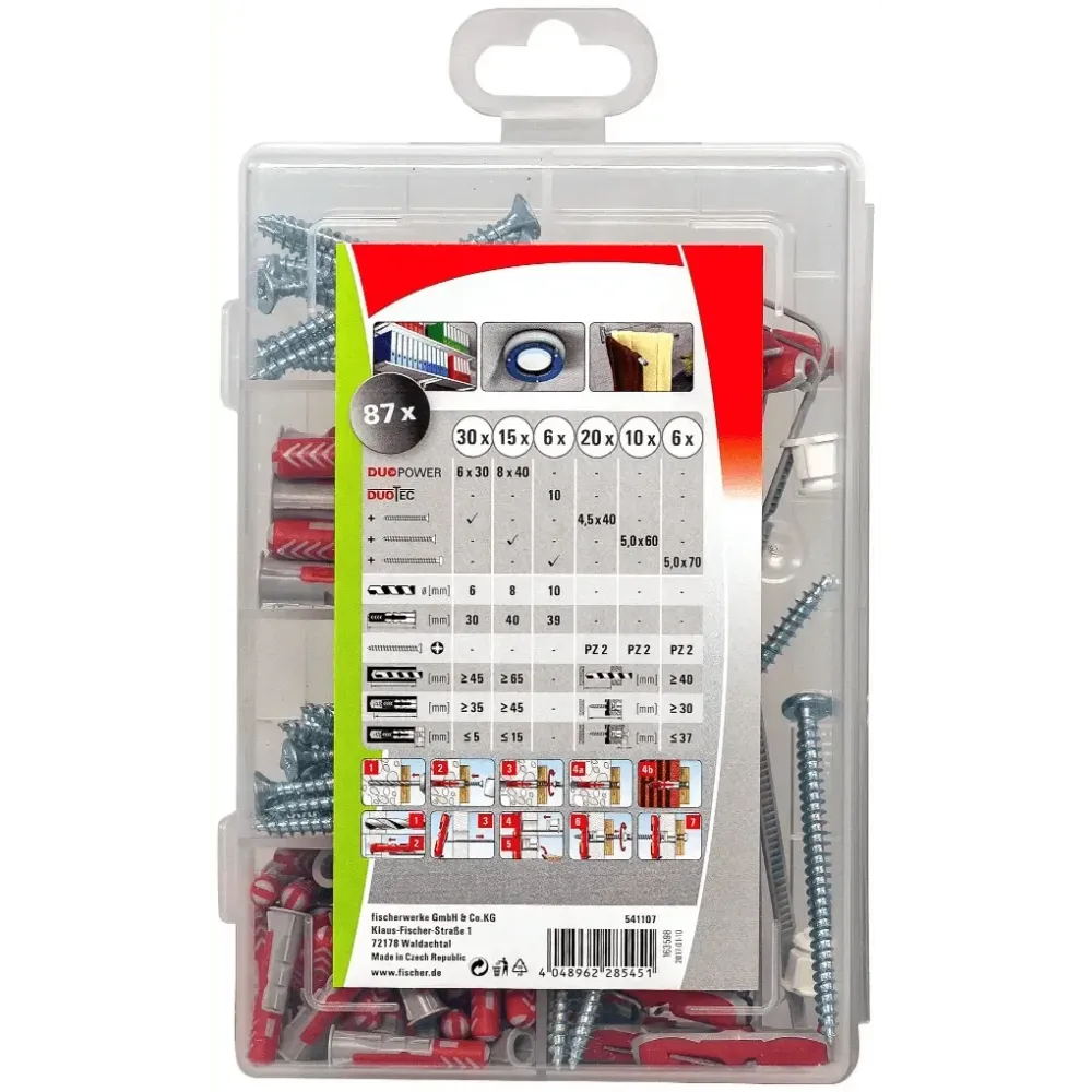Maletin Profi-Box de surtido de tacos DuoLine con tornillos fischer
