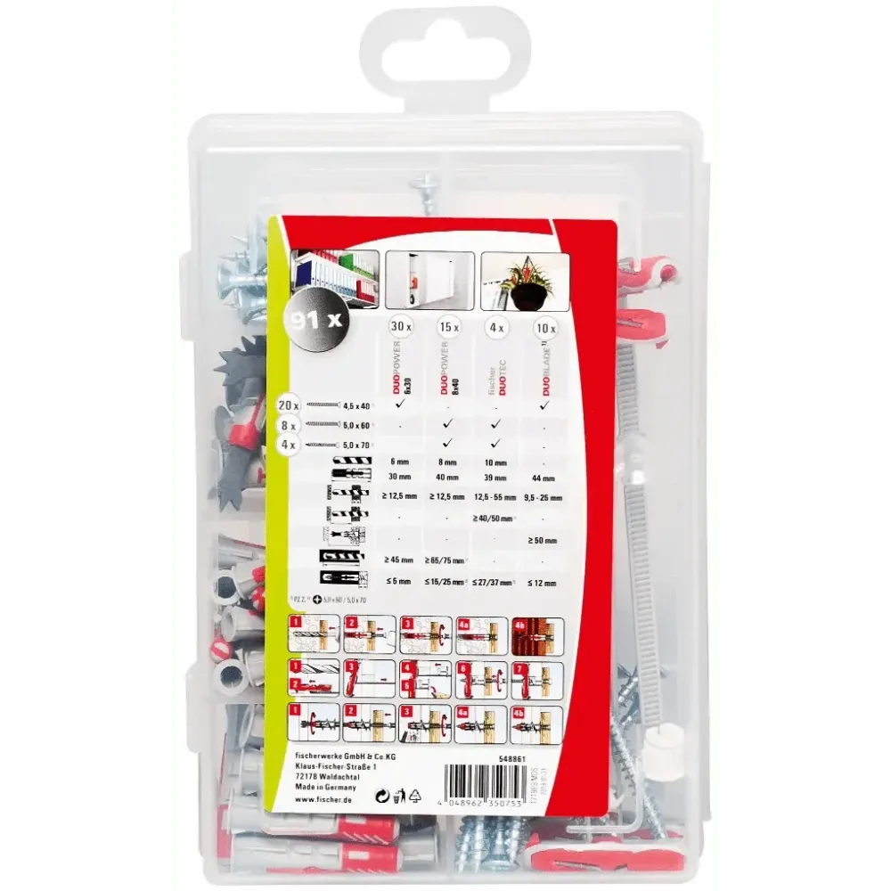 Maletin Profi-Box de surtido de tacos DuoLine con tornillos fischer