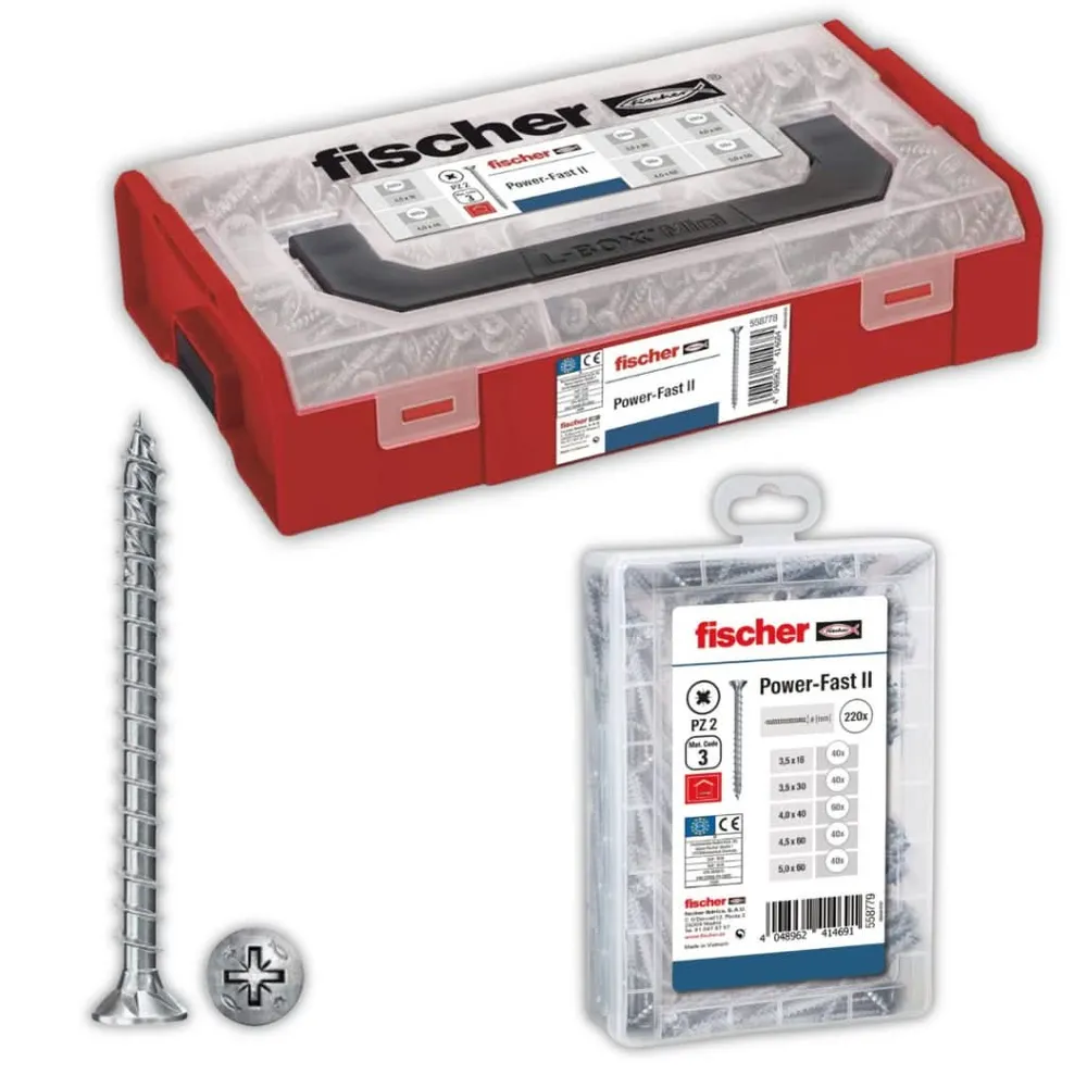 Surtido de Tornillos para Madera fischer PowerFast II – FixTainer y ProfiBox