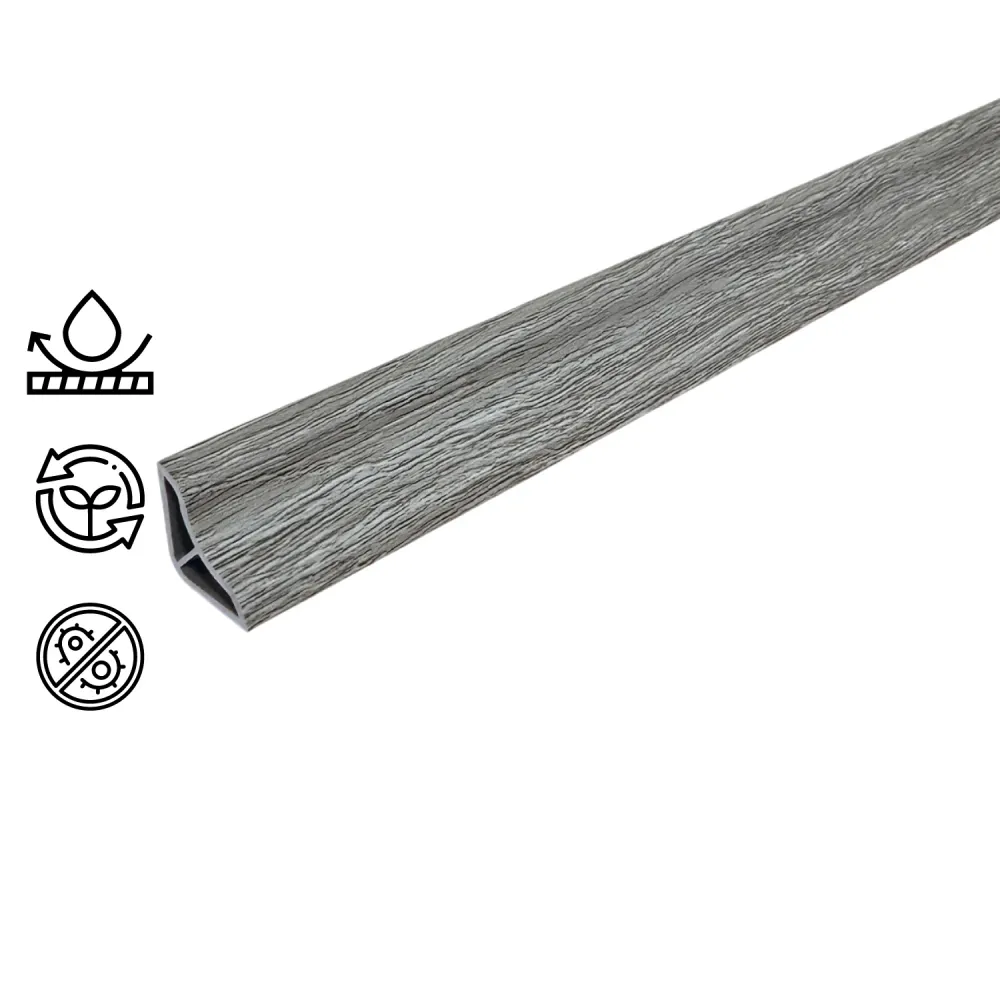 Pack 5 Unidades Cuarto Rodón Concavo 2mt Gris Oak Hogadepot