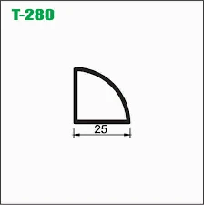 CUARTO DE CIRCULO ALUMINIO 1" LISO - T280M/ STM-297 Negro INSTA-YA PITALITO