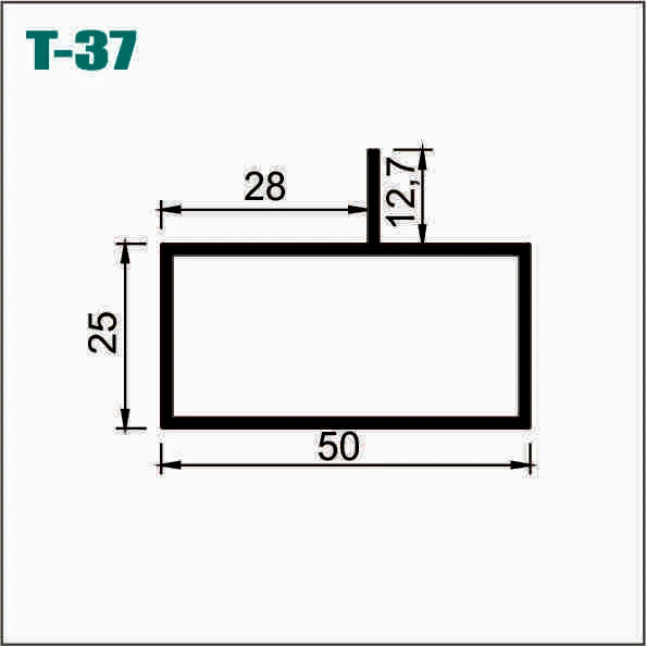 TUBULAR RECTANGULAR ALUMINIO 2 X 1 CON ALETA - TA037BM / CIA-T37 Gris INSTA-YA PITALITO