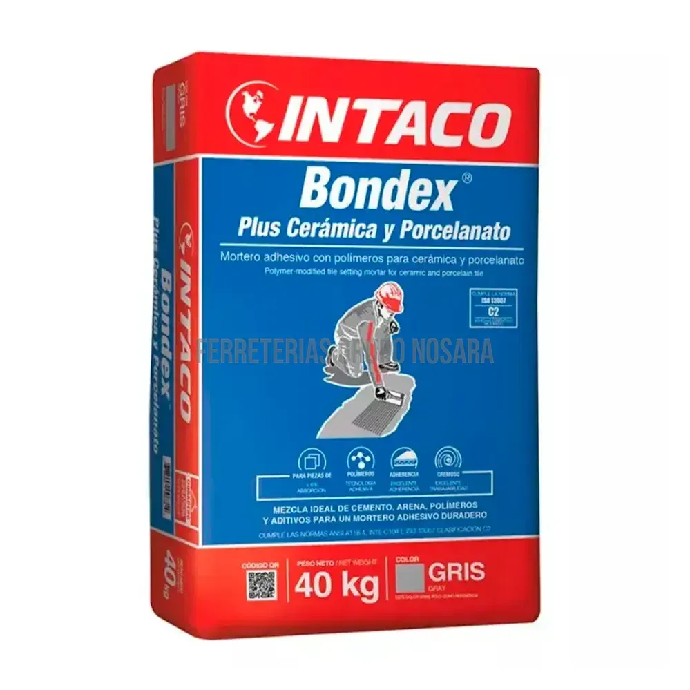 BONDEX PLUS 40KG INTACO PORCELANATO GRIS