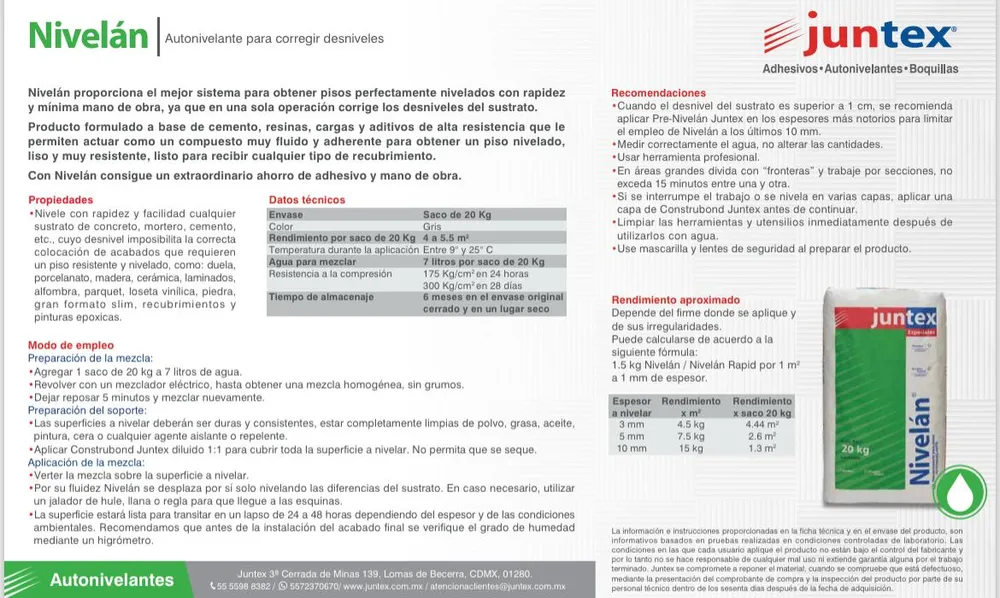 AUTONIVELANTE JUNTEX NIVELAN 20KG