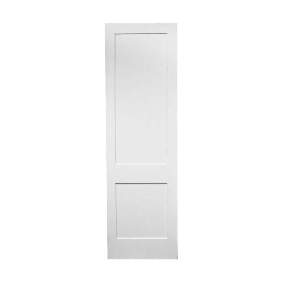 Losa para puerta interior de MDF con imprimación de núcleo sólido de 2 paneles, estilo Shaker blanco, de 32 x 8 ft