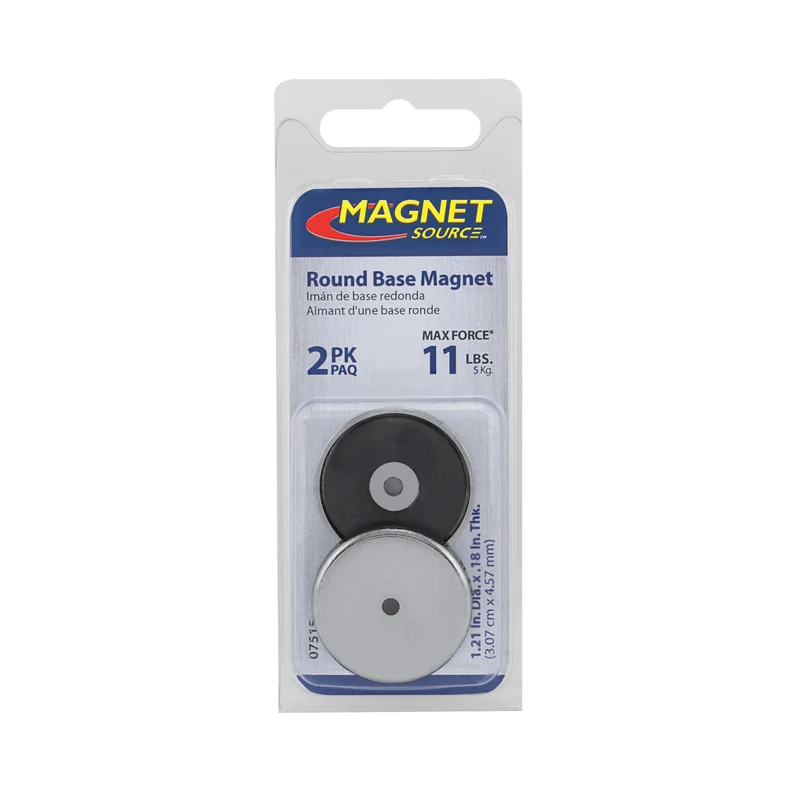 Magnet Source .18 . L X 1.21 . W Silver Round Base Magnet 10 lb. pull 2 pc - Open Box