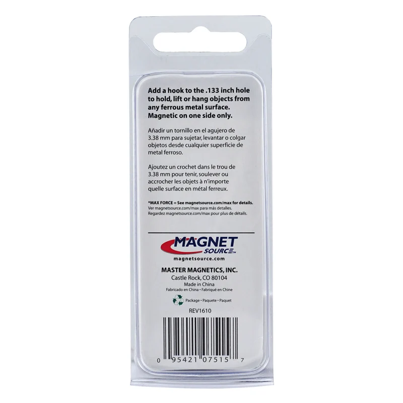 Magnet Source .18 . L X 1.21 . W Silver Round Base Magnet 10 lb. pull 2 pc - Open Box