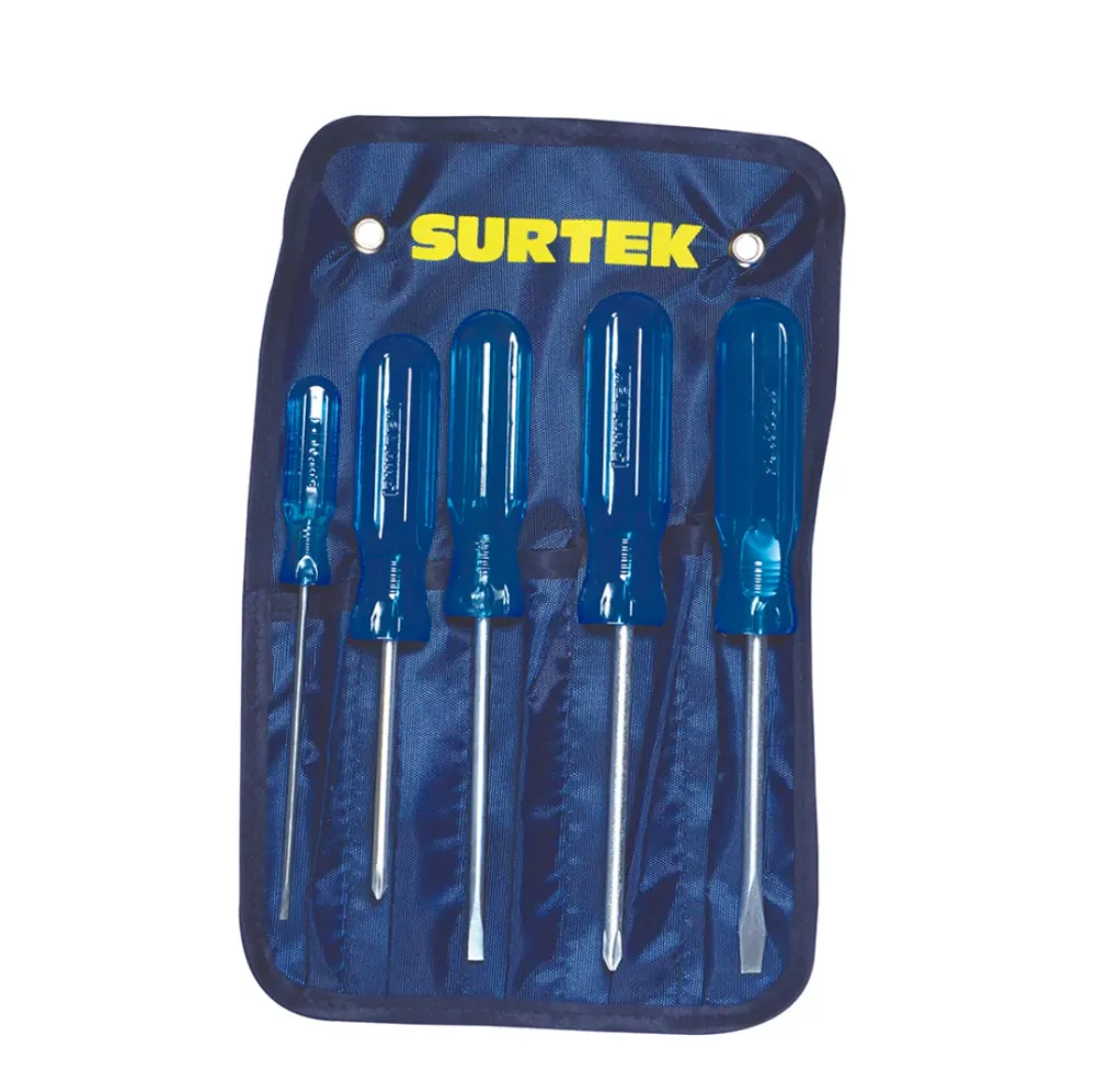 JUEGO DE DESARMADORES 5 PZ AZUL D01P SURTEK MI FERRE
