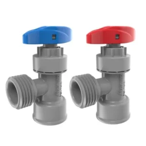 JUEGO DE VALVULA ANGULAR GRIS 1/2" 1/2" AGUA CALIENTE Y FRIA 2471C/F FLEXIMATIC MI FERRE