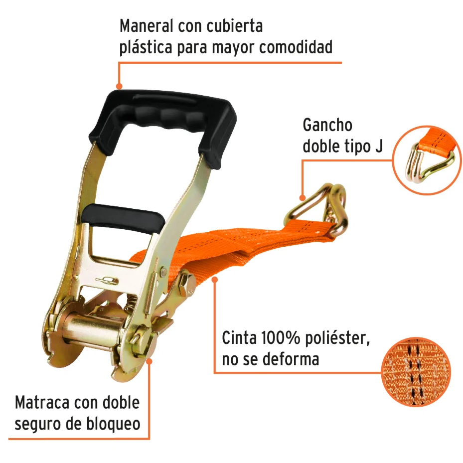 SUJETADOR CON MATRACA CARGA MÁXIMA 3000 KG TRUPER MI FERRE