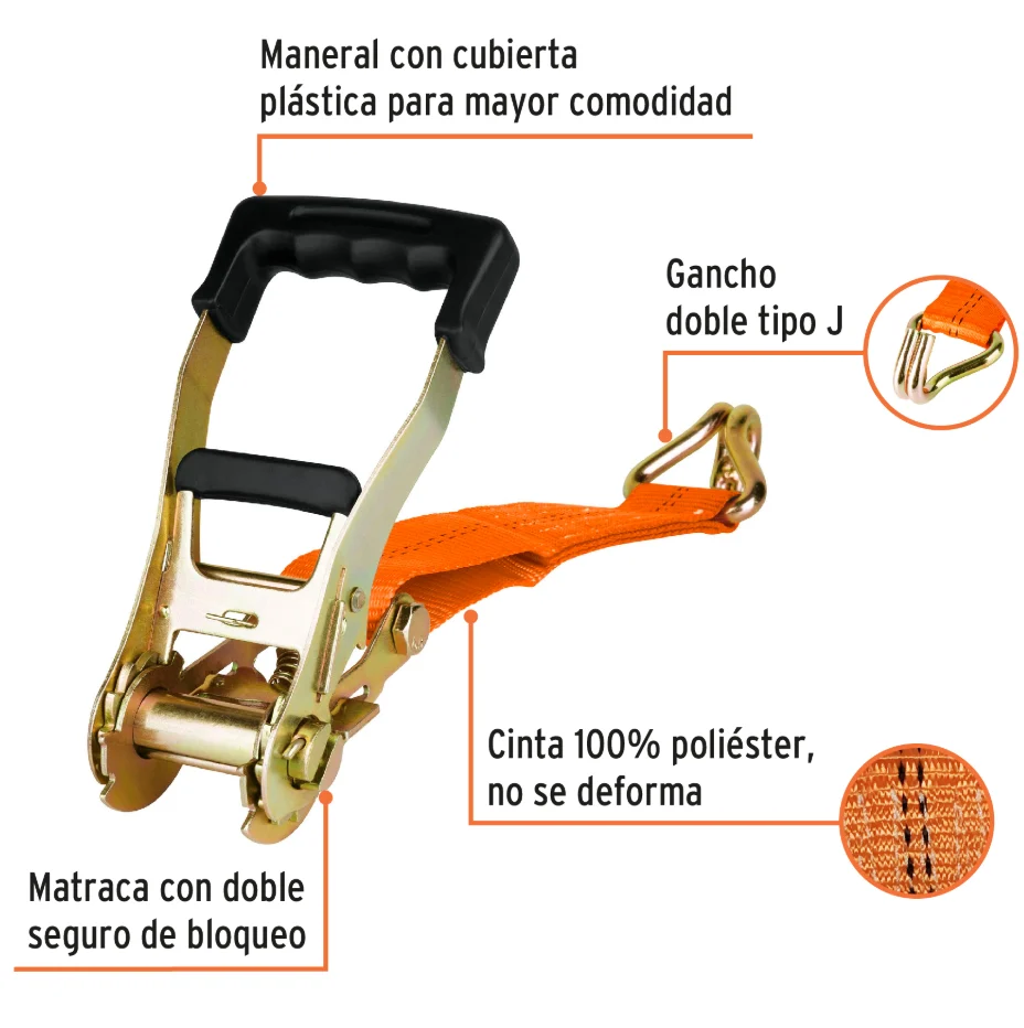 SUJETADOR CON MATRACA CARGA MÁXIMA 5000 KG TRUPER MI FERRE