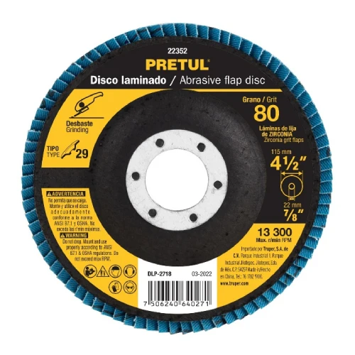 Disco laminado 4 1/2 plg. g 80 (22352) Pretul