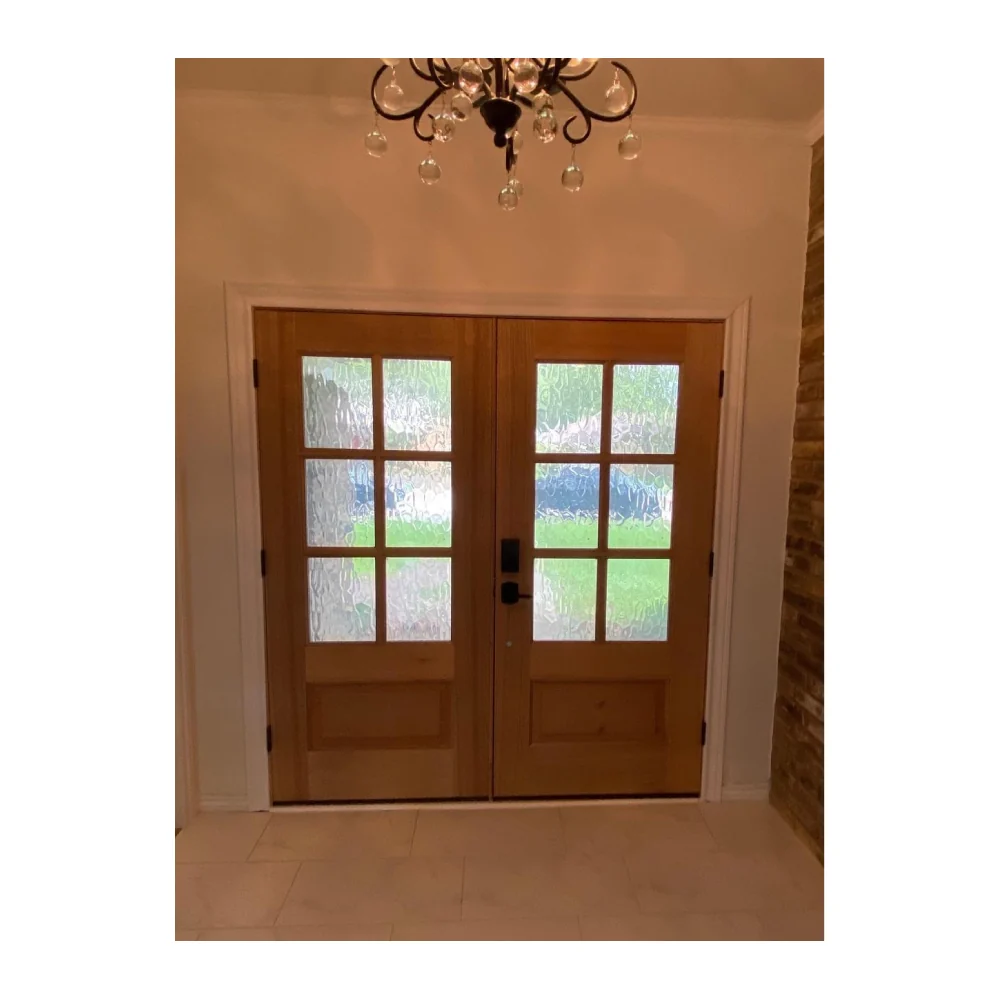 Puerta doble frontal precolgada de caoba de 6 pies x 6 pies 8 pulgadas con 6 paneles