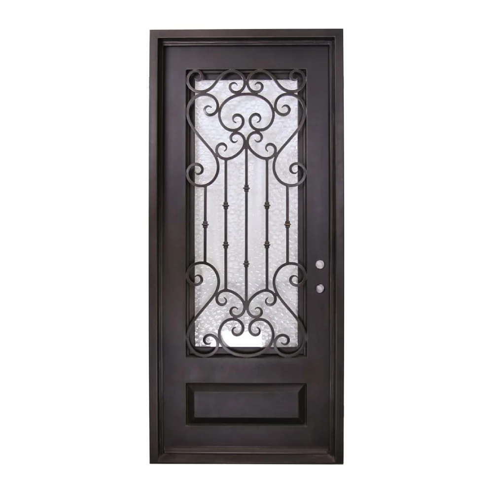 Puerta de entrada precolgada de hierro forjado de 3 pies y 6 pulgadas x 8 pies de Dallas