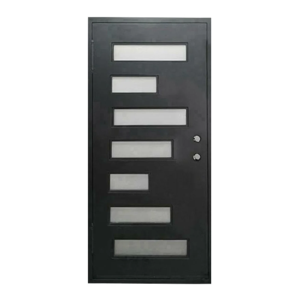 Puerta de entrada precolgada de hierro forjado de 7 pies x 6 pies 8 pulgadas