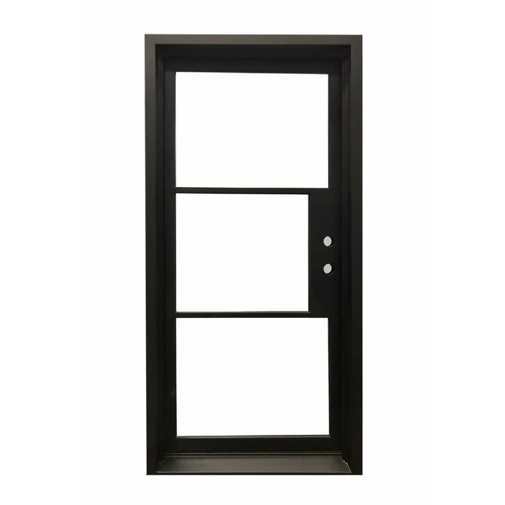 Puerta de entrada precolgada de hierro forjado de 2 pies 8 pulgadas x 6 pies 8 pulgadas