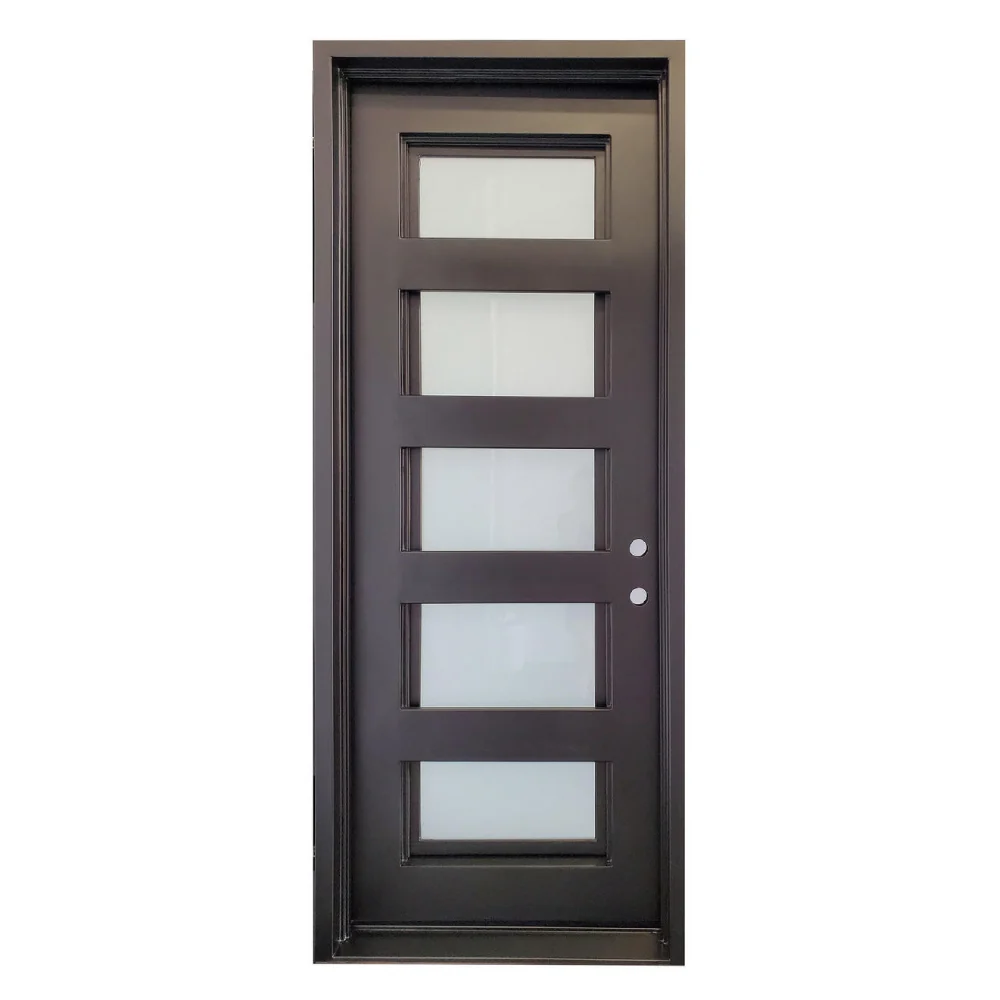 Puerta de hierro forjado exterior simple de 3 pies x 8 pies con 5 paneles