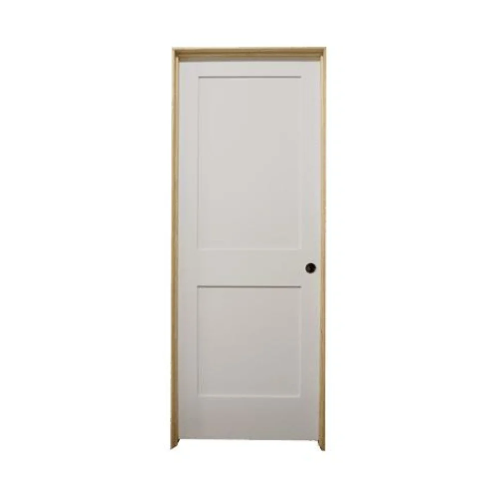 Puerta interior precolgada de MDF con imprimación de núcleo sólido Shaker de 2 paneles de color blanco de 3 pies x 6 pies...