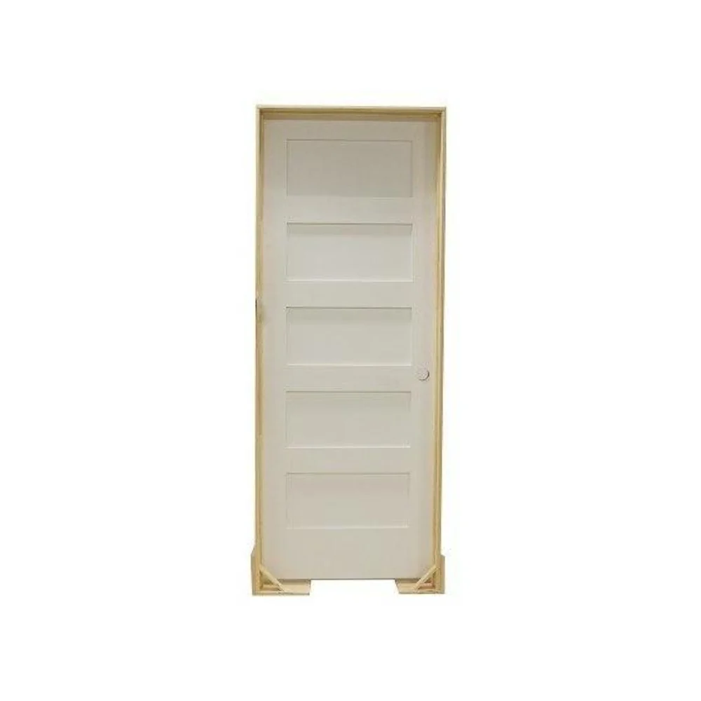 Puerta interior precolgada de MDF con imprimación y núcleo sólido de 5 paneles, estilo Shaker, de 32 x 6 ft 8