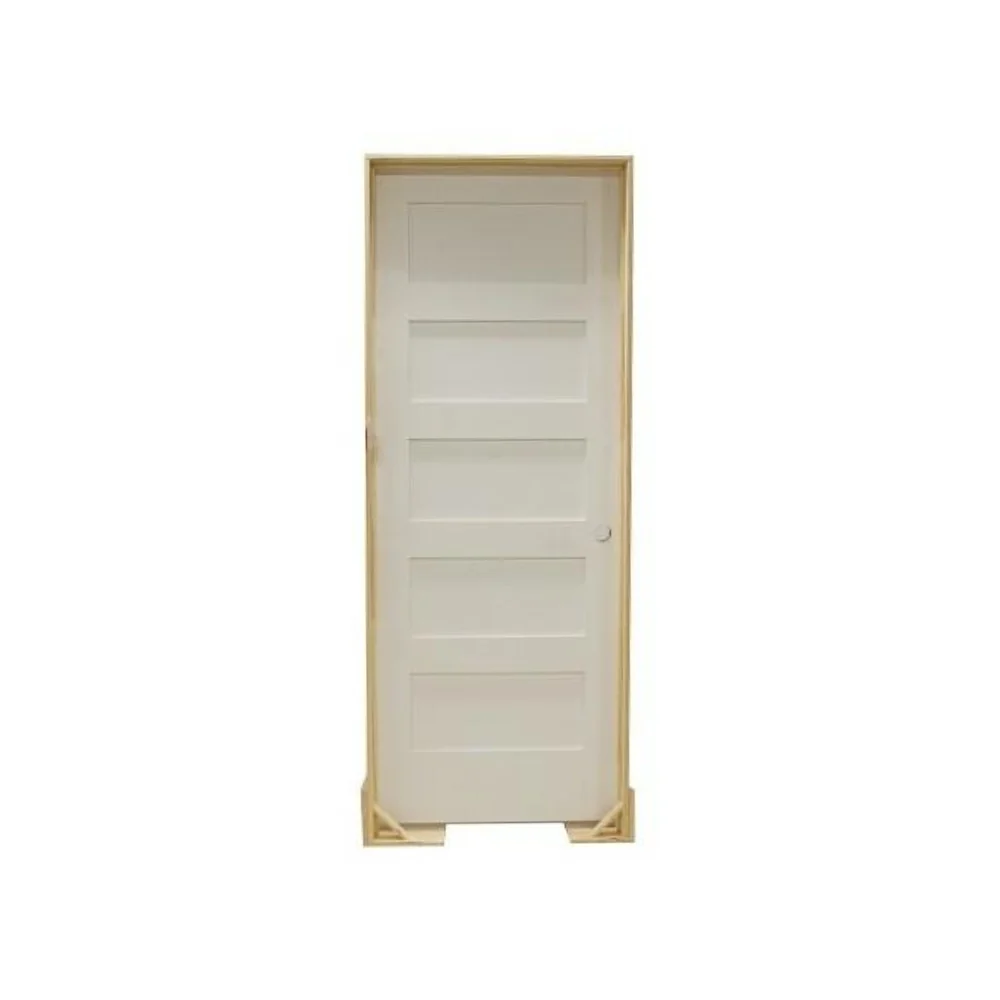 Puerta interior precolgada de MDF con imprimación y núcleo sólido de 5 paneles, estilo Shaker, de 30 x 6 ft 8