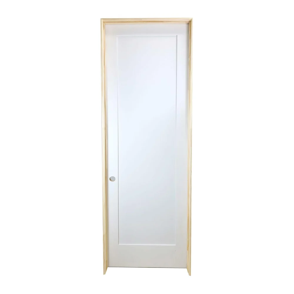 Puerta interior precolgada de MDF con imprimación de núcleo sólido Shaker de 28 x 8 ft, color blanco, de un panel
