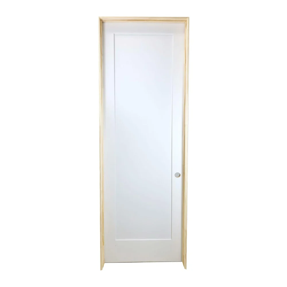 Puerta interior precolgada de MDF con imprimación de núcleo sólido Shaker de 1 panel, color blanco, de 32 x 8 ft