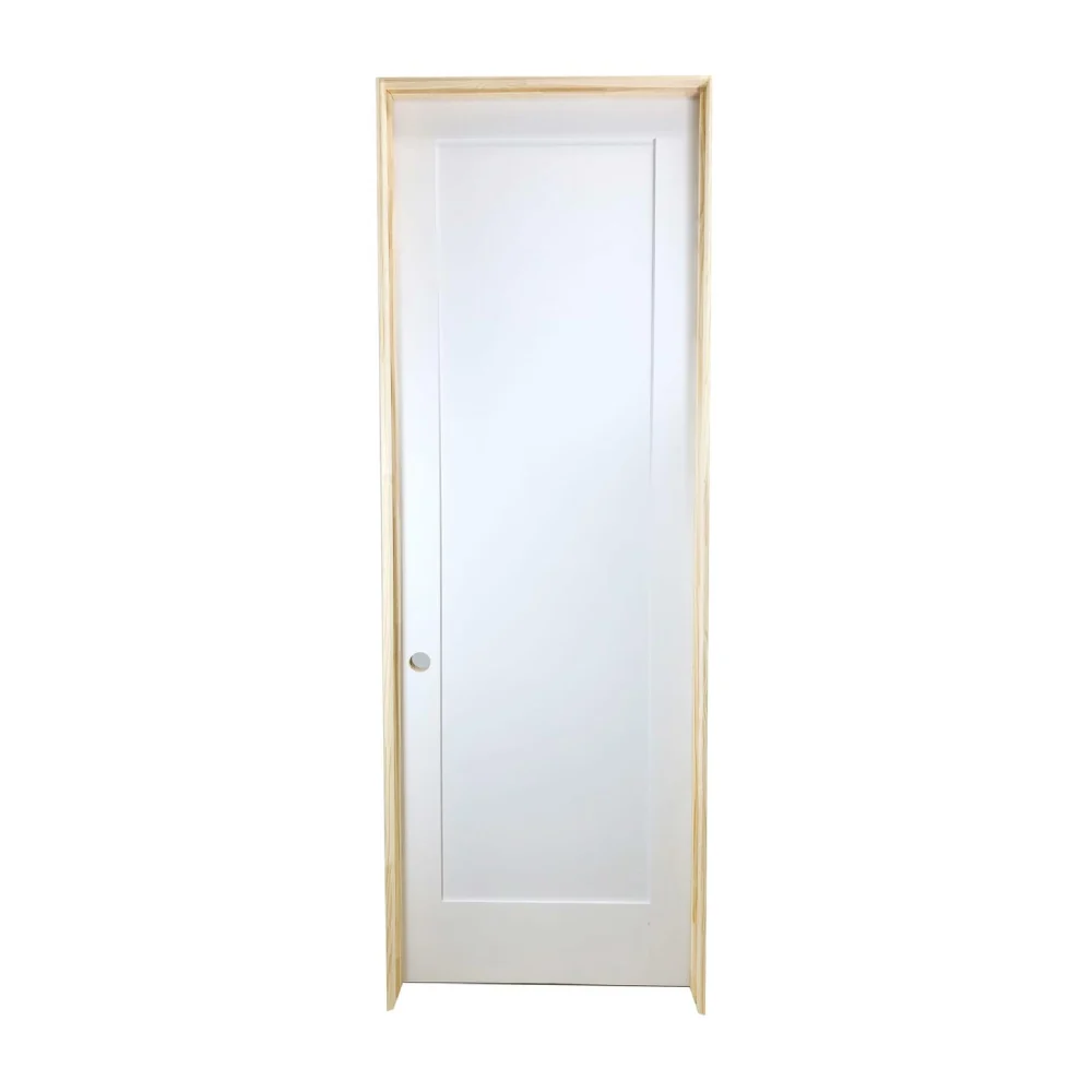 Puerta interior precolgada de MDF con imprimación de núcleo sólido Shaker de 1 panel, color blanco, de 32 x 8 ft