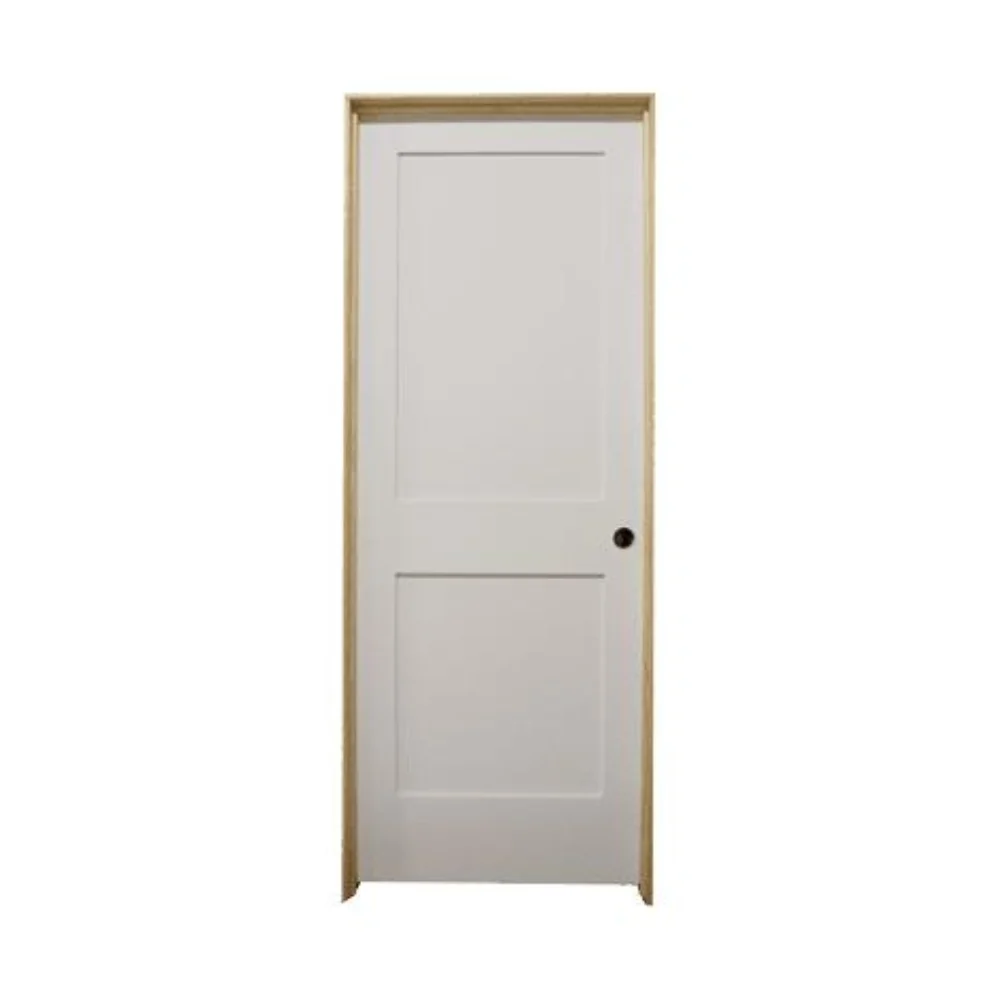 Puerta interior precolgada de MDF con imprimación sólida, de 2 paneles, color blanco, de 32 x 6 pies 8 pulgadas