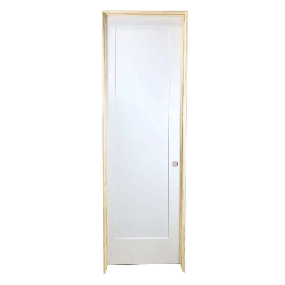 Puerta interior precolgada de MDF con núcleo sólido, imprimada, de 1 panel, color blanco, estilo Shaker, de 1/6 x 6/8
