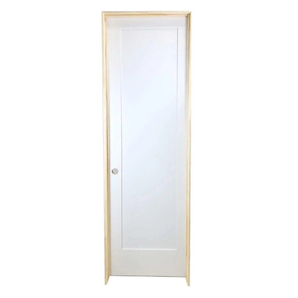 Puerta interior precolgada de MDF con núcleo sólido, imprimada, de 1 panel, color blanco, estilo Shaker, de 1/6 x 6/8